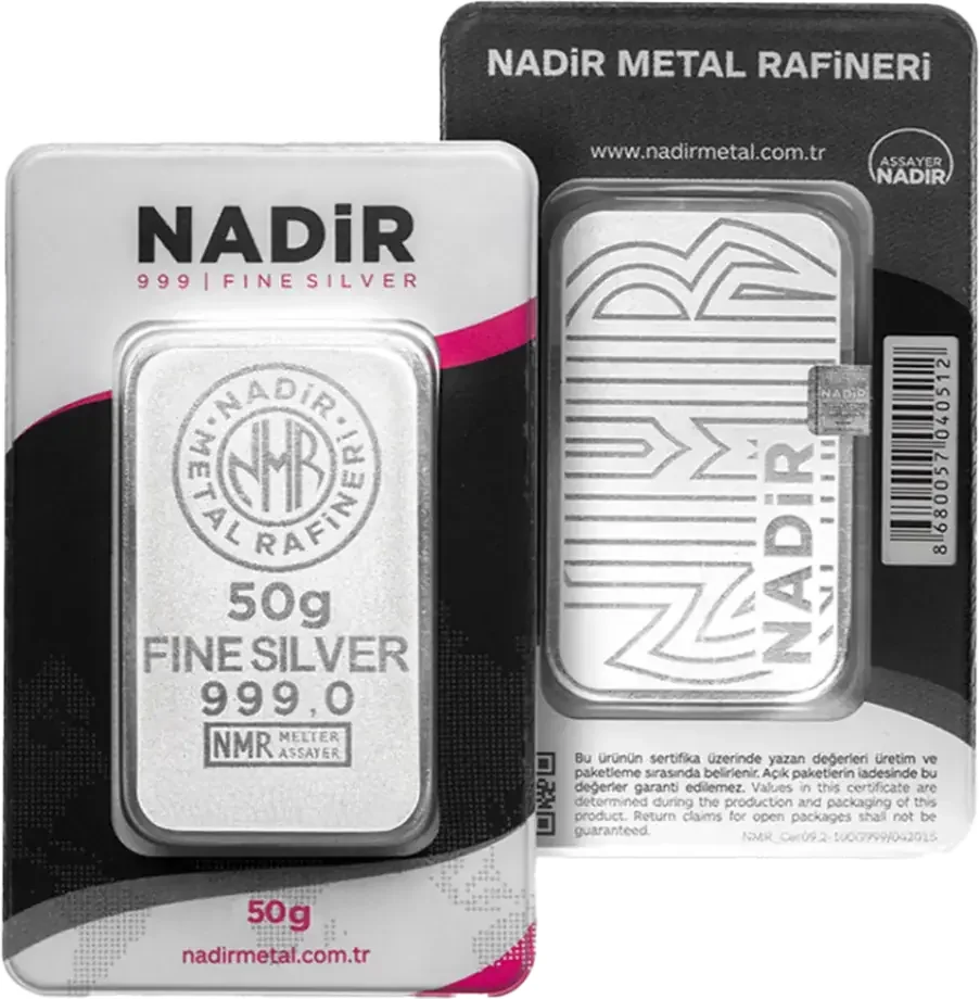 מטיל כסף 50 גרם .999 — Nadir Metal Rafineri