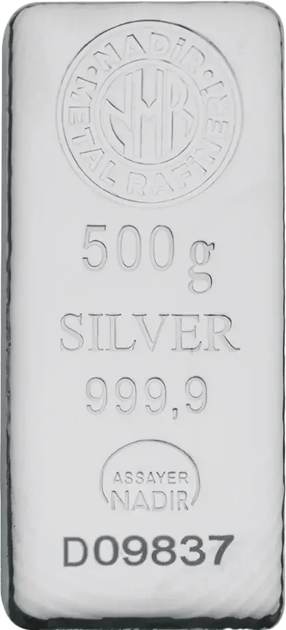 מטיל כסף 500 גרם .9999 — Nadir Metal Rafineri