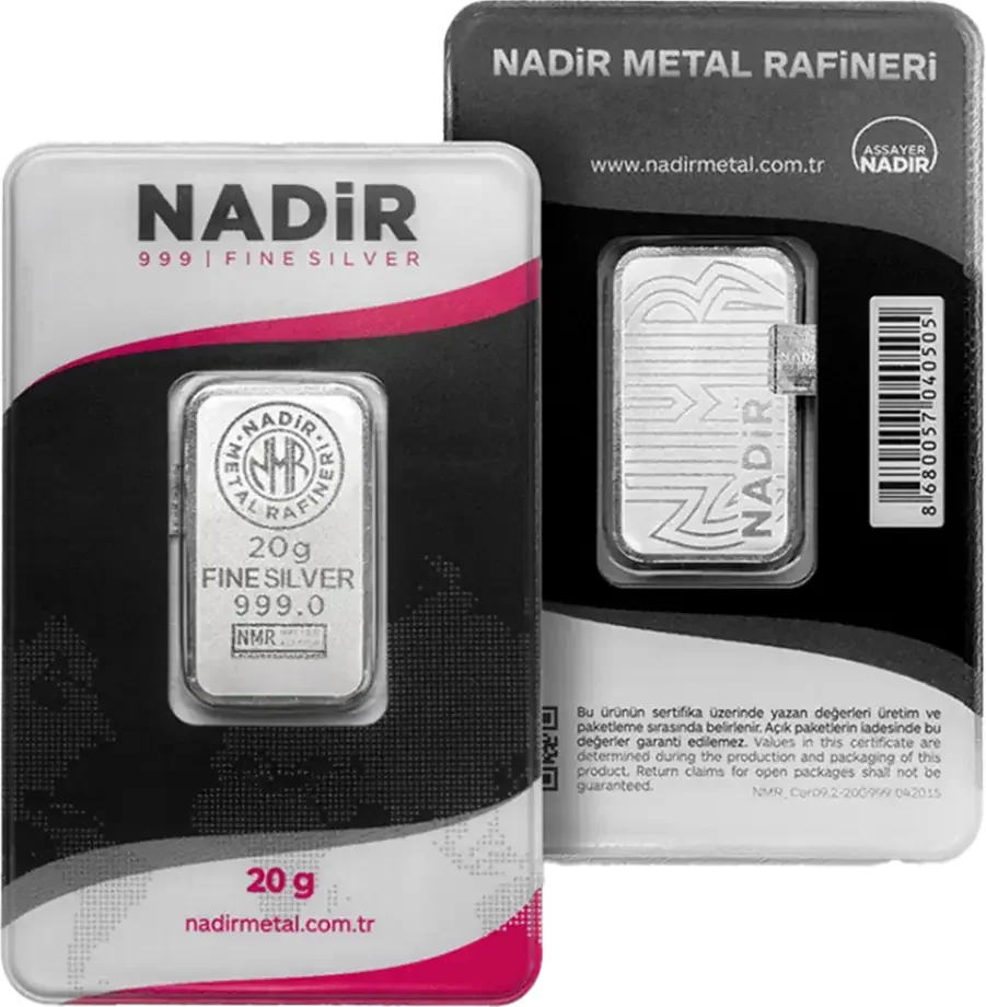 מטיל כסף 20 גרם .999 — Nadir Metal Rafineri